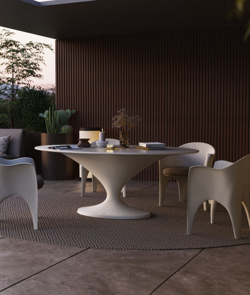 Dora Oval Dining Table White Outdoor