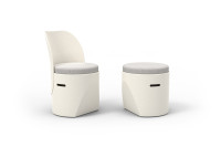 Cloe chair and stool in white for outdoor