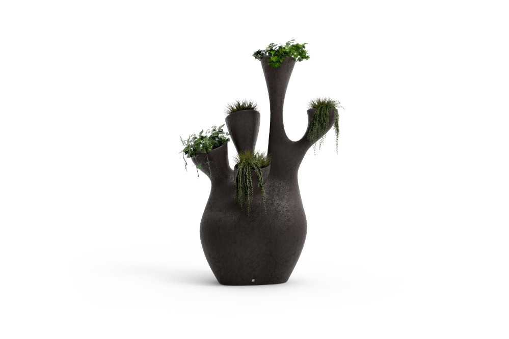 Coral decorative planter with volcanic finish 