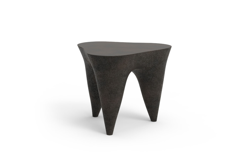 Ivory side table with volcanic finish
