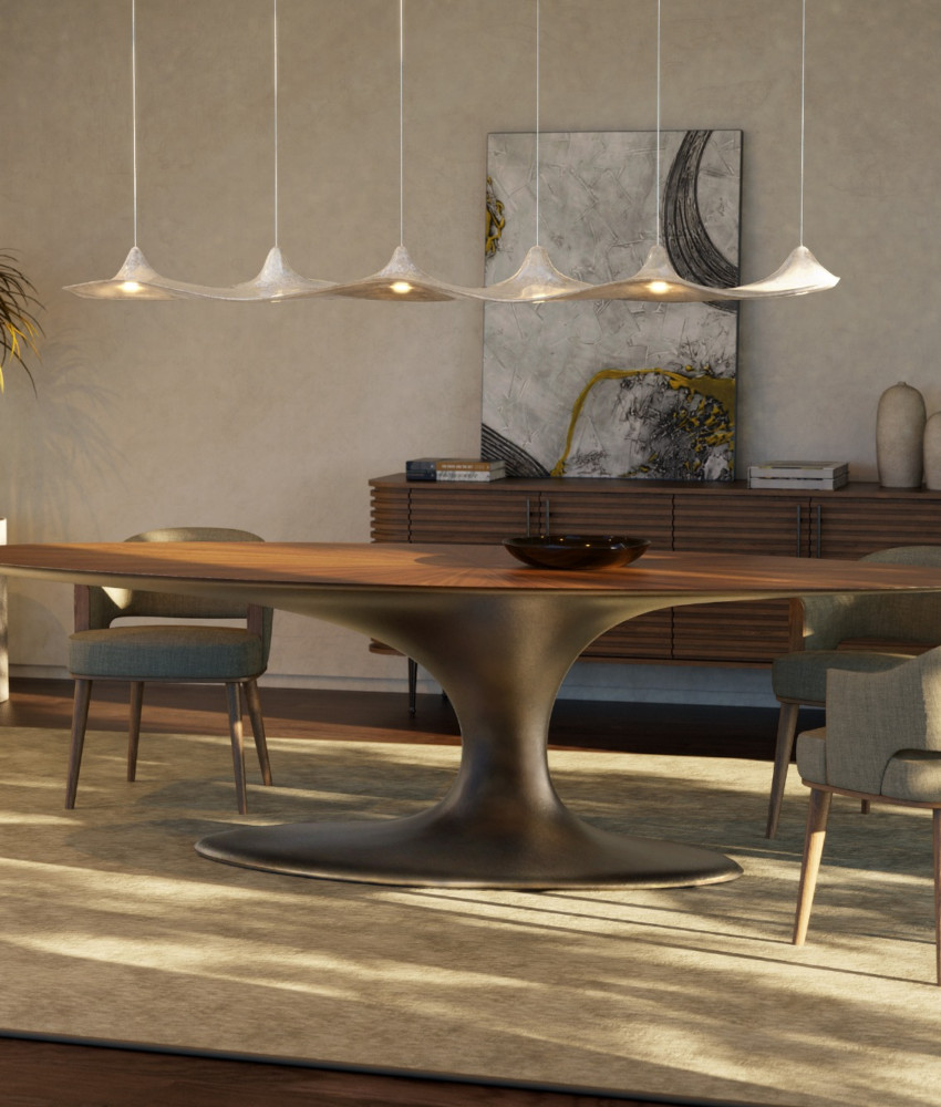 Jade Oval Dining Table with Walnut Top