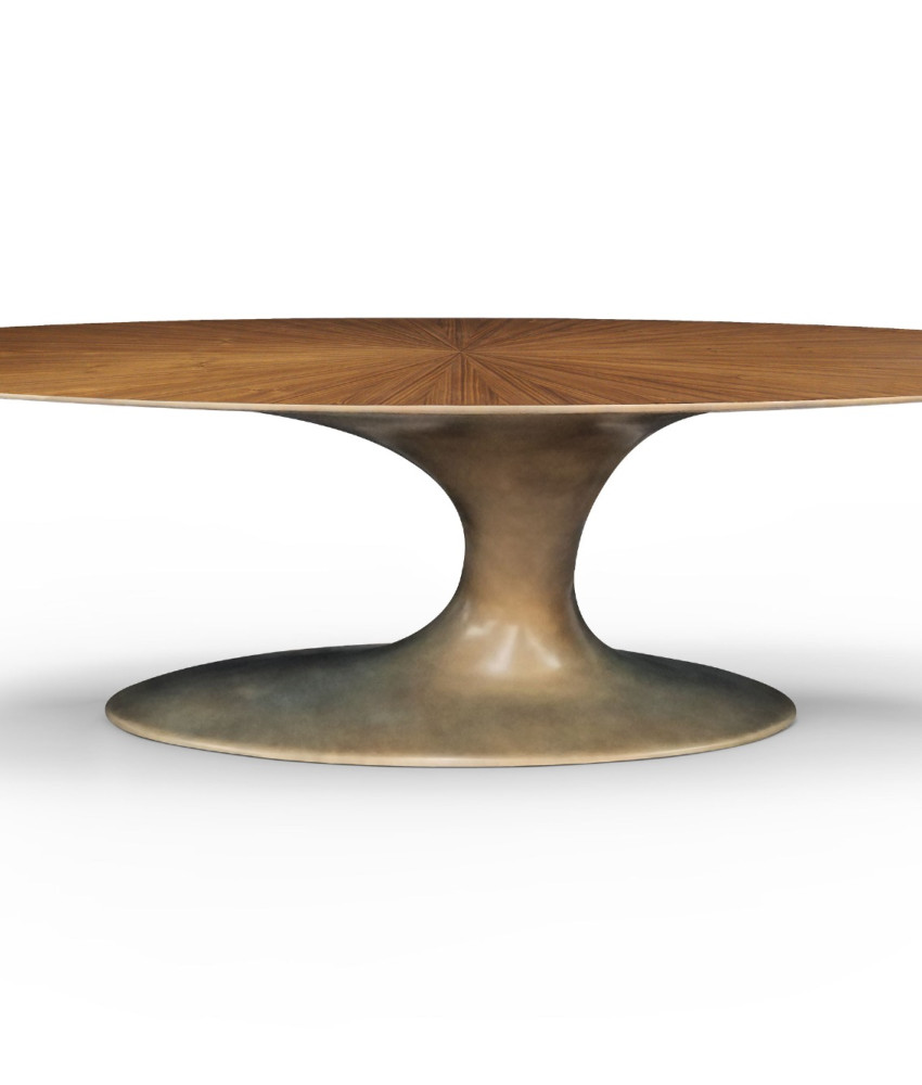 Jade Oval Dining Table with Walnut Top