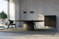 Magna Dining Table Volcanic Black Cosmic Marble