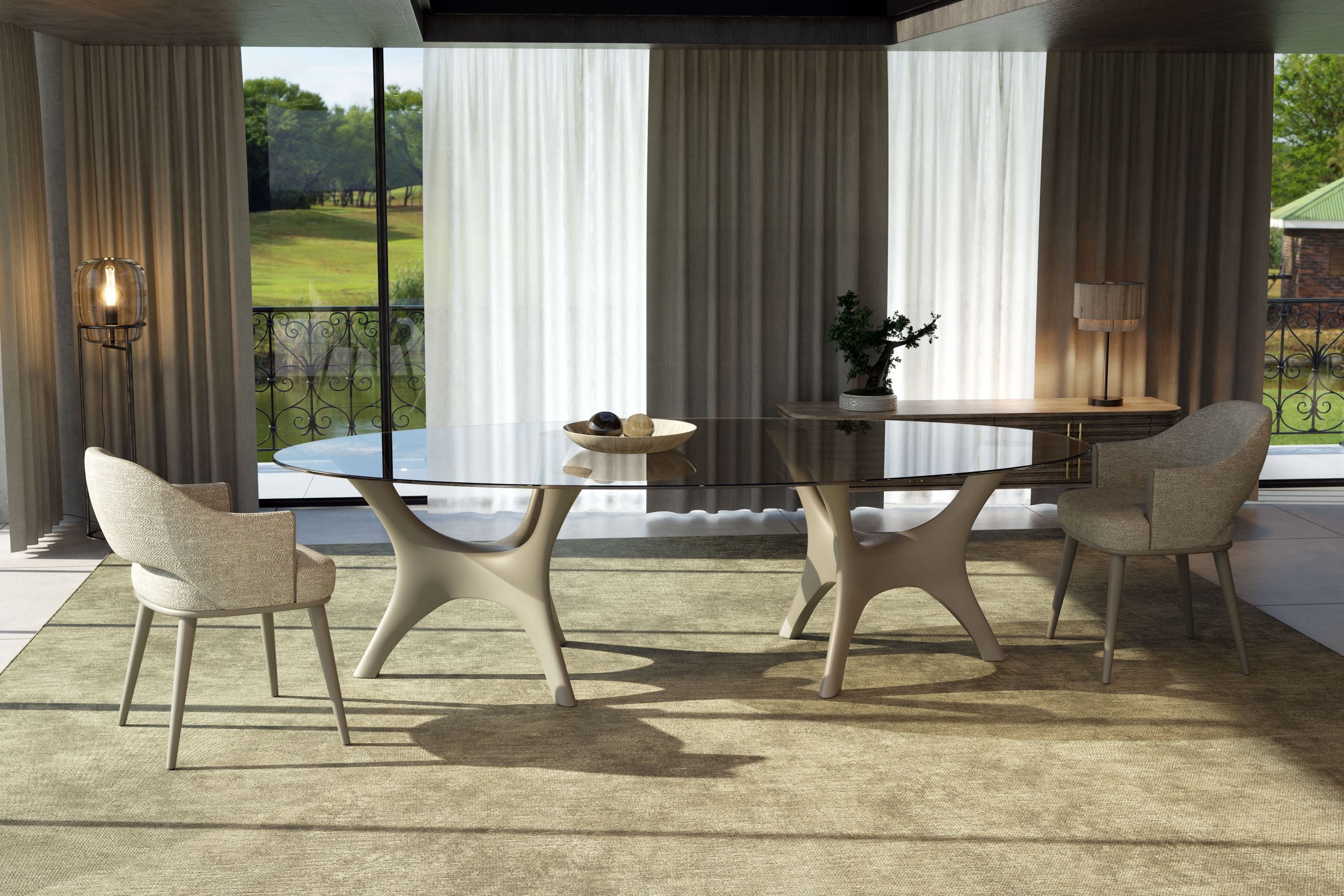 Dining room setting with Kosmos table and Juliet chairs