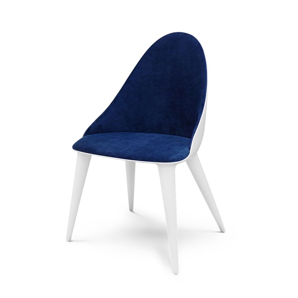 Mónaco Chair White Velvet Blue