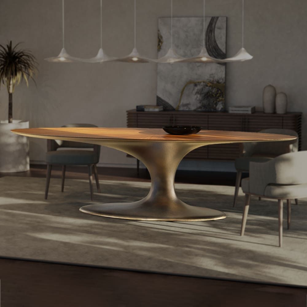 Jade oval dining table for indoor