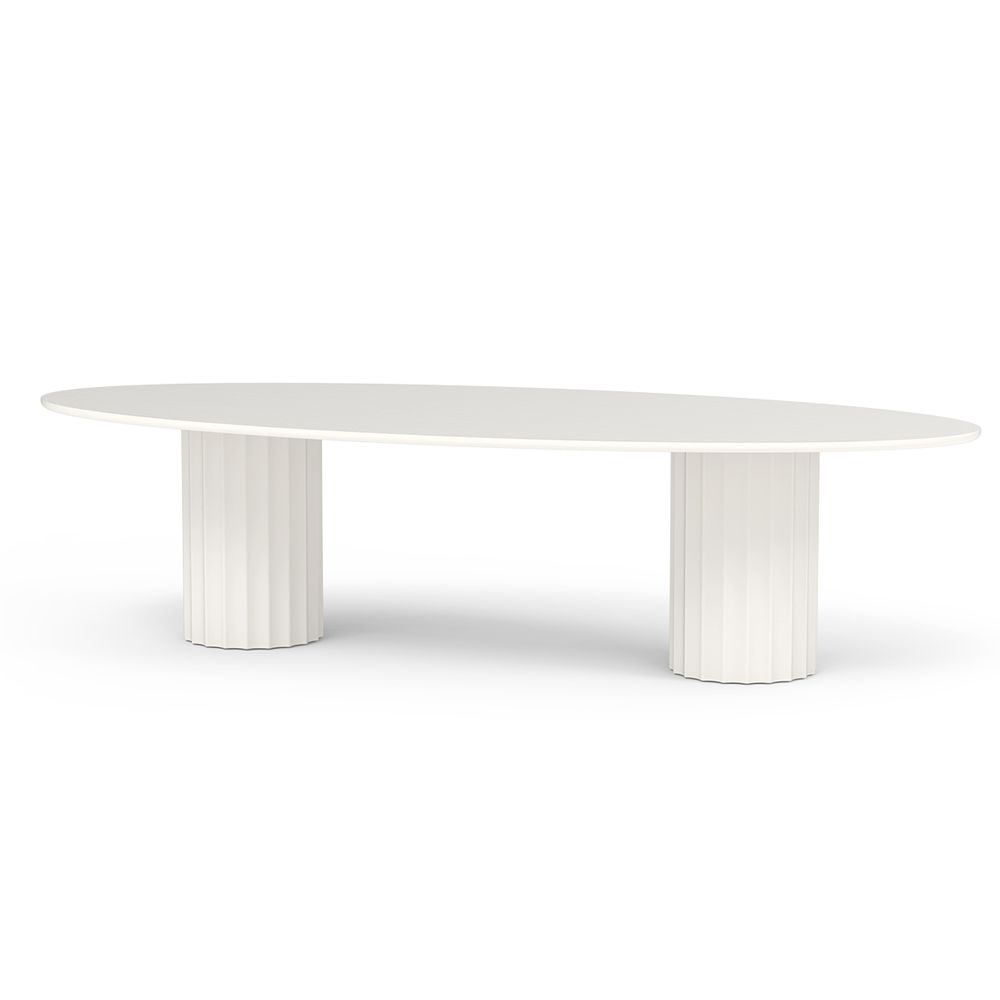 Roma oval dining table in white for outdoor