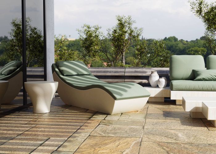 Spa Chaise Longue White and green Outdoor