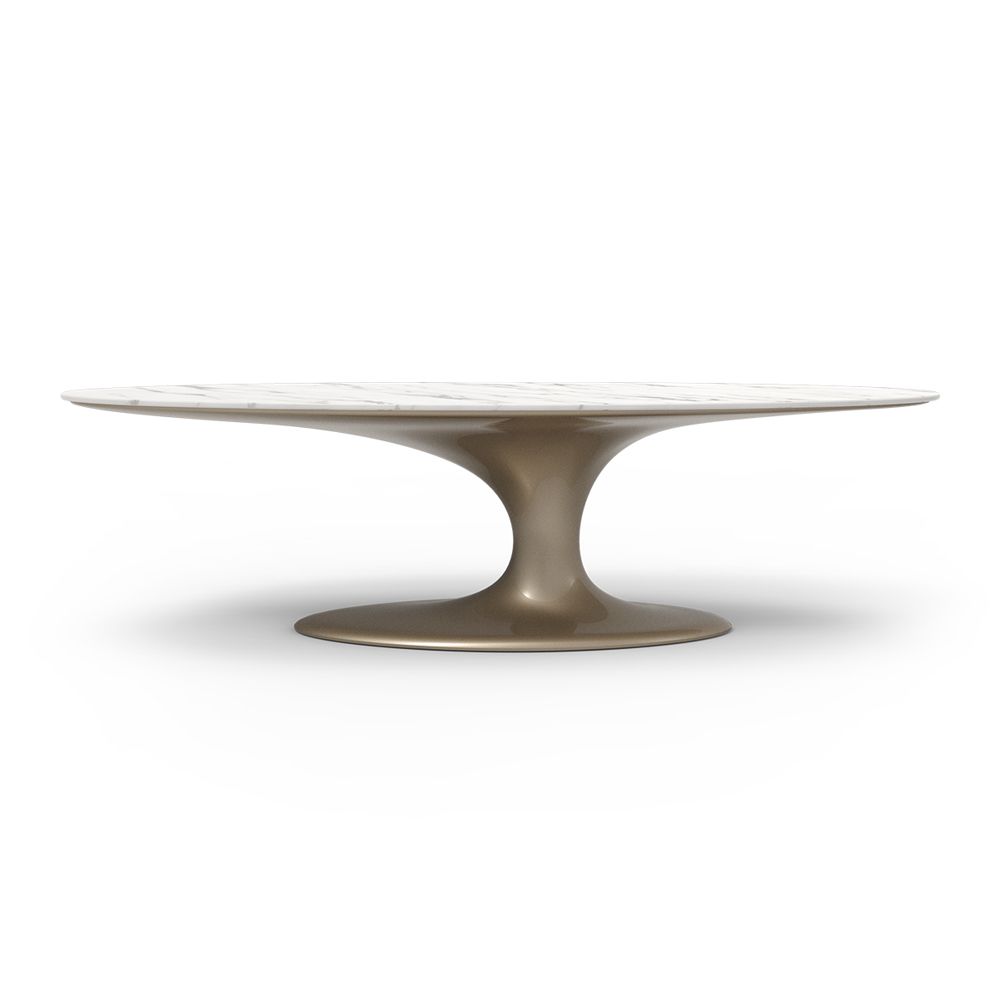 Jade dining table in champagne color and carrara marble