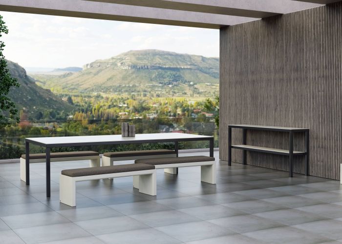 Sierra dining table in anthracite grey and white top for outdoor