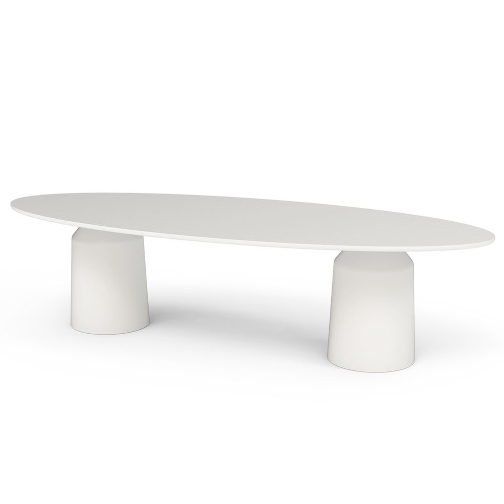 Siana oval dining table in white for outdoor