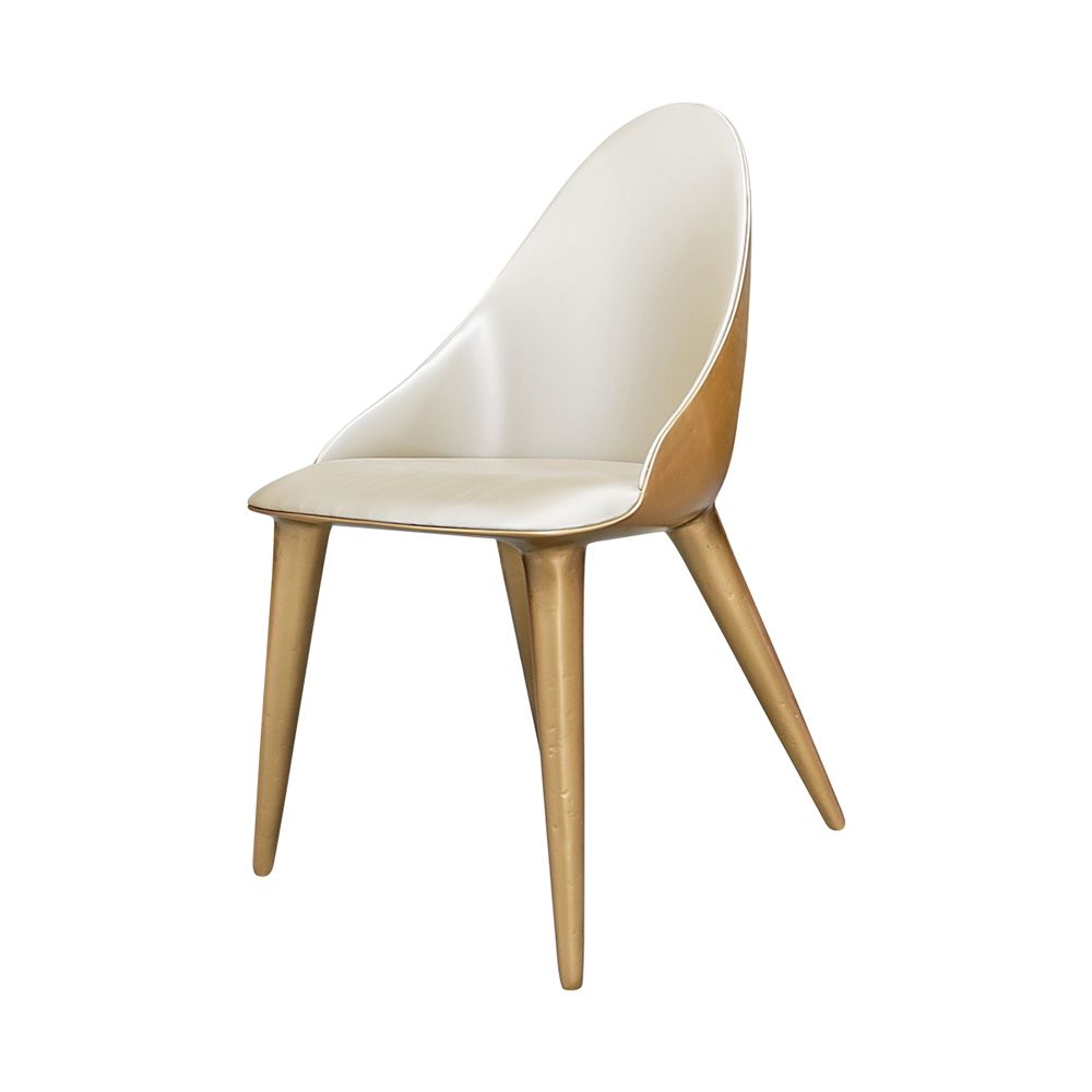 Mónaco chair in gold color and satin beige upholstery