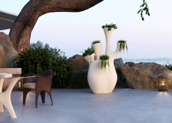 Coral decorative planter in white for outdoor