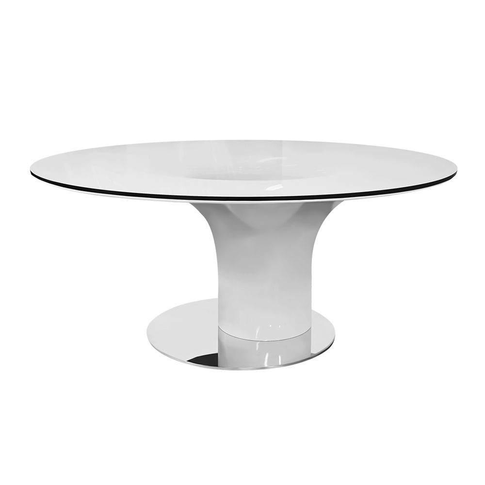Jazz dining table in high gloss white and glass top